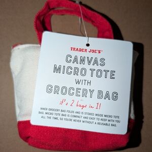 Trader Joe's Canvas Micro Tote With Grocery Bag